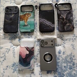 Stylish Marble and Tiger Phone Cases - Black, Green, Gray